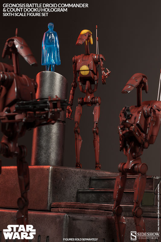 Geonosis Battle Droid Commander & Count Dooku Hologram Sixth Scale Figure Set