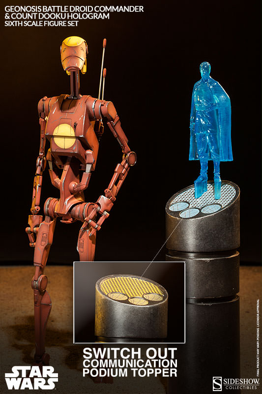 Geonosis Battle Droid Commander & Count Dooku Hologram Sixth Scale Figure Set