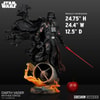 Full shot of the Darth Vader™ Mythos Statue (collector edition) next to an apple, showcasing the statue's scale with detailed dimensions displayed for reference. Collector Edition (Prototype Shown) View 2