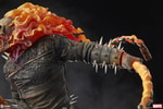 Close-up shot of Ghost Rider's upper body, featuring his flaming skull, silver-spiked arm, and chain whip, along with his signature streetwear look. Collector Edition (Prototype Shown) View 17