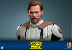 Upper-body shot of Obi-Wan Kenobi in white armor and a brown cape, highlighting his serious expression, detailed face sculpt, and intricate design. (Prototype Shown) View 19