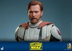 Upper-body shot of Obi-Wan Kenobi in white armor and a brown cape, highlighting his serious expression, detailed face sculpt, and intricate design. (Prototype Shown) View 20
