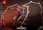 Wide shot of Peter Parker in Advanced Suit 2.0, standing in a wide stance with four silver-colored Spider-Man pincers extending from his back. (Prototype Shown) View 7