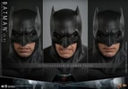 Three close-up portraits of Batman (2.0) with his cowl on, highlighting the interchangeable lower face pieces for varied expressions. Collector Edition (Prototype Shown) View 16