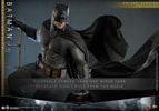 Action shot of Batman (2.0) on the alleyway diorama, showcasing a rotatable cowled head and wired cape to recreate an iconic movie pose. (Prototype Shown) View 20