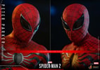 Two close-up face portraits of Peter Parker (Superior Suit) mask, highlighting the interchangeable eye pieces for dynamic expression options. (Prototype Shown) View 18