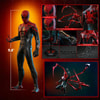 Full-body shot of Peter Parker (Superior Suit) displayed alongside smaller portraits highlighting additional features and complete box contents. (Prototype Shown) View 2