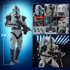Full-body shot of Imperial Commando™** showcasing scale, finely crafted armor, and weaponry, along with inset portraits highlighting box contents. (Prototype Shown) View 2