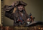Half body shot of Jack Sparrow (Deluxe Version) with his hat on, body slightly leaning back and away from the viewer, right hand up pointing, left hand gesturing, and a smirk on his face. (Prototype Shown) View 4