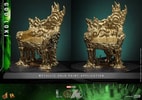 Front and back portraits of God Loki's throne showcasing intricate metallic gold paint details. Collector Edition (Prototype Shown) View 18