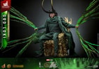 God Loki sitting on a gold throne, wearing his horned helmet, with timeline effects and translucent accents, showing a menacing expression. (Prototype Shown) View 15