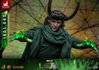 Half-body shot of God Loki with translucent green effects on his hands, held out in front of him. (Prototype Shown) View 18