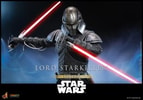 Half-body shot of Lord Starkiller™, gripping two red lightsabers in reverse, one positioned in front and the other behind his body. Collector Edition (Prototype Shown) View 3
