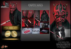 Multiple portraits of Darth Maul (Special Edition) showcasing various expressions and headsculpts, along with details of the box contents and special edition bonus commemorative coin. (Prototype Shown) View 15