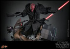 Close-up of Darth Maul (Sith Speeder) on display, riding the Sith Speeder with dual lightsaber in hand, hooded robe, and menacing expression. Collector Edition (Prototype Shown) View 3