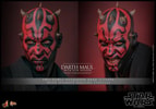 Two facial portraits of Darth Maul (Sith Speeder) showcasing a serious expression and a menacing face with red and black facial markings. Collector Edition (Prototype Shown) View 19