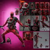Full body portrait of Deadpool Sixth Scale Action Figure by Hot Toys, highlighting the scale of the figure along with multiple feature pictures showcasing included items in the box. Collector Edition (Prototype Shown) View 2