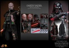Multiple portraits of Darth Vader™ (Battle Damaged) showcasing his full figure, along with images of accessories and parts included in the box. Collector Edition (Prototype Shown) View 19