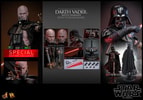 Multiple portraits of Darth Vader™ (Battle Damaged) showcasing his full figure, along with images of accessories and parts included in the box. (Prototype Shown) View 19