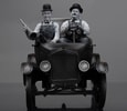 Stan Laurel & Oliver Hardy on Ford T (Prototype Shown) View 1