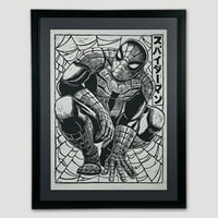 Spider-Man Linocut on Lokta Paper