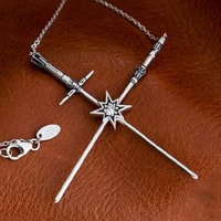 Kylo Ren & Rey Crossed Lightsaber Necklace
