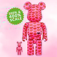 Be@rbrick Pink Heart 100％ and 400% Set