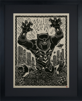 Black Panther Linocut on Lokta Paper