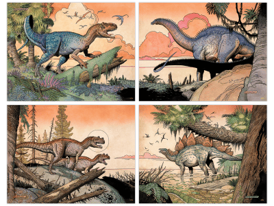 William Stout Dinosaur Series: The Jurassic Era (Set of 4)