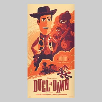 Disney Duel at Dawn (Toy Story 3) Evil Dr. Porkchop Variant Movie Poster 