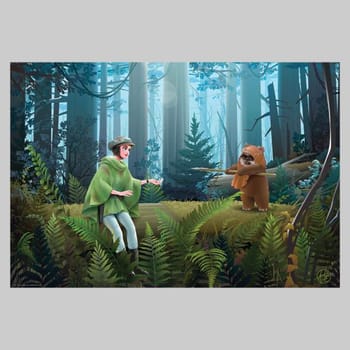 Star Wars Leia Meets Wicket Art Print 