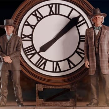 Marty and Doc at the Clock Deluxe