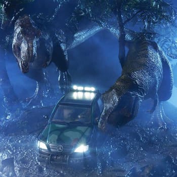 Jurassic Park T-Rex Cliff Attack Diorama 