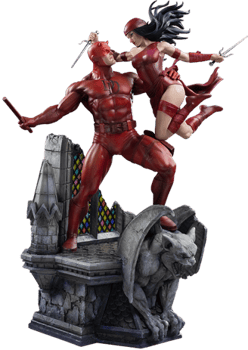 Marvel Daredevil and Elektra Statues 