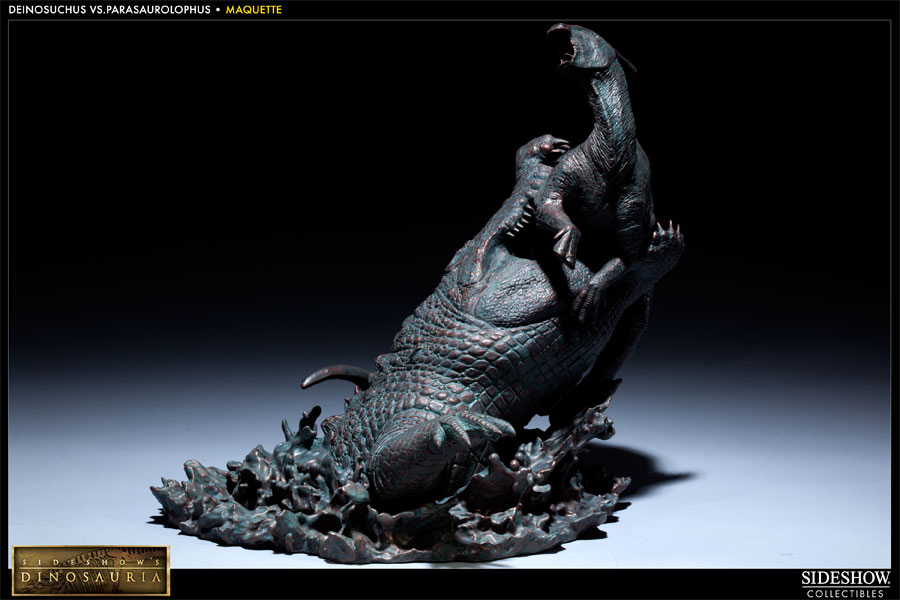 Dinosauria Deinosuchus VS Parasaurolophus Polystone Diorama  View 1