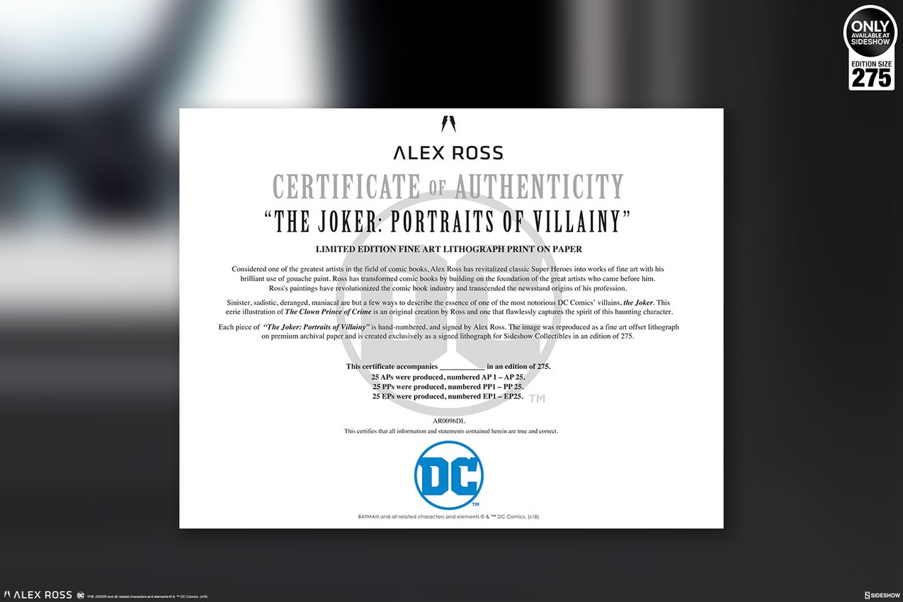 DC Comics The Joker Portraits of Villainy Art Print  Exclusive Edition  View 6