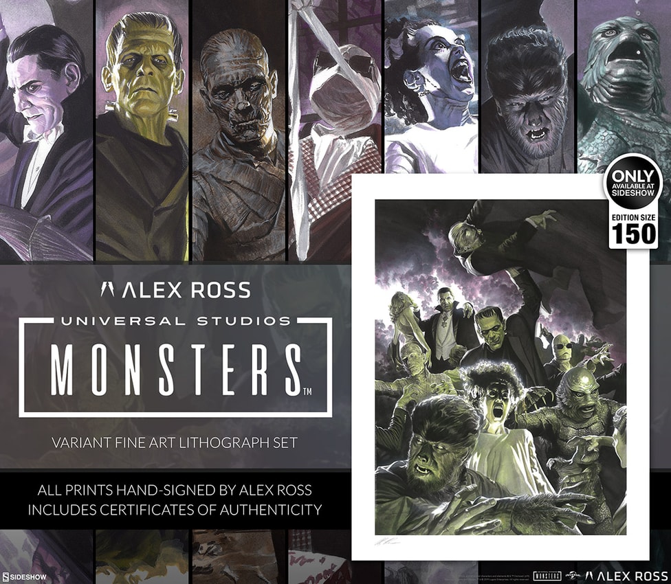 Universal Monsters Variant Fine Art Lithograph Set by Alex Ross