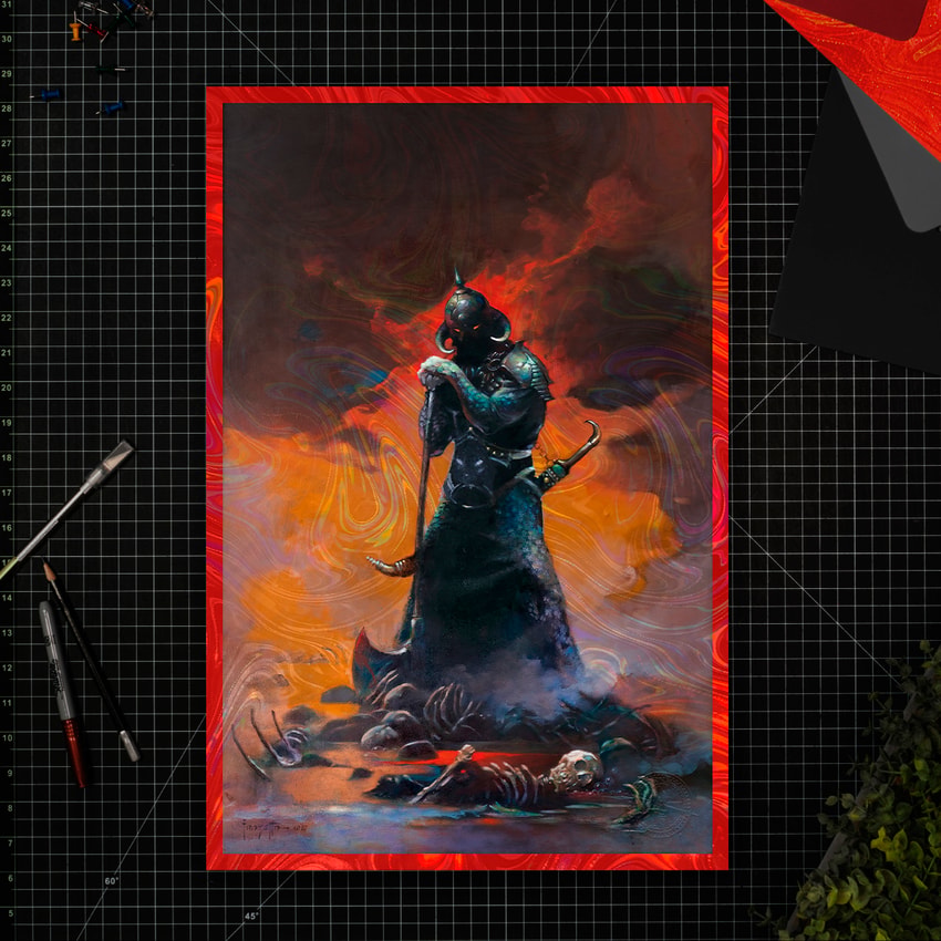 Frank Frazetta Death Dealer III (Revised) Rainbow Lava Holofoil Art Print  View 1