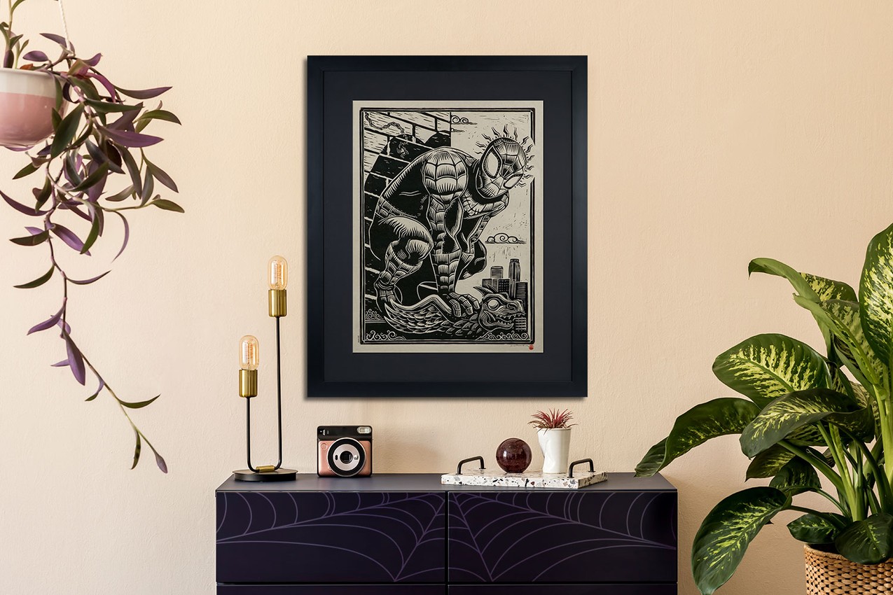 Spider-Man Linocut on Lokta Paper Exclusive Edition  View 1