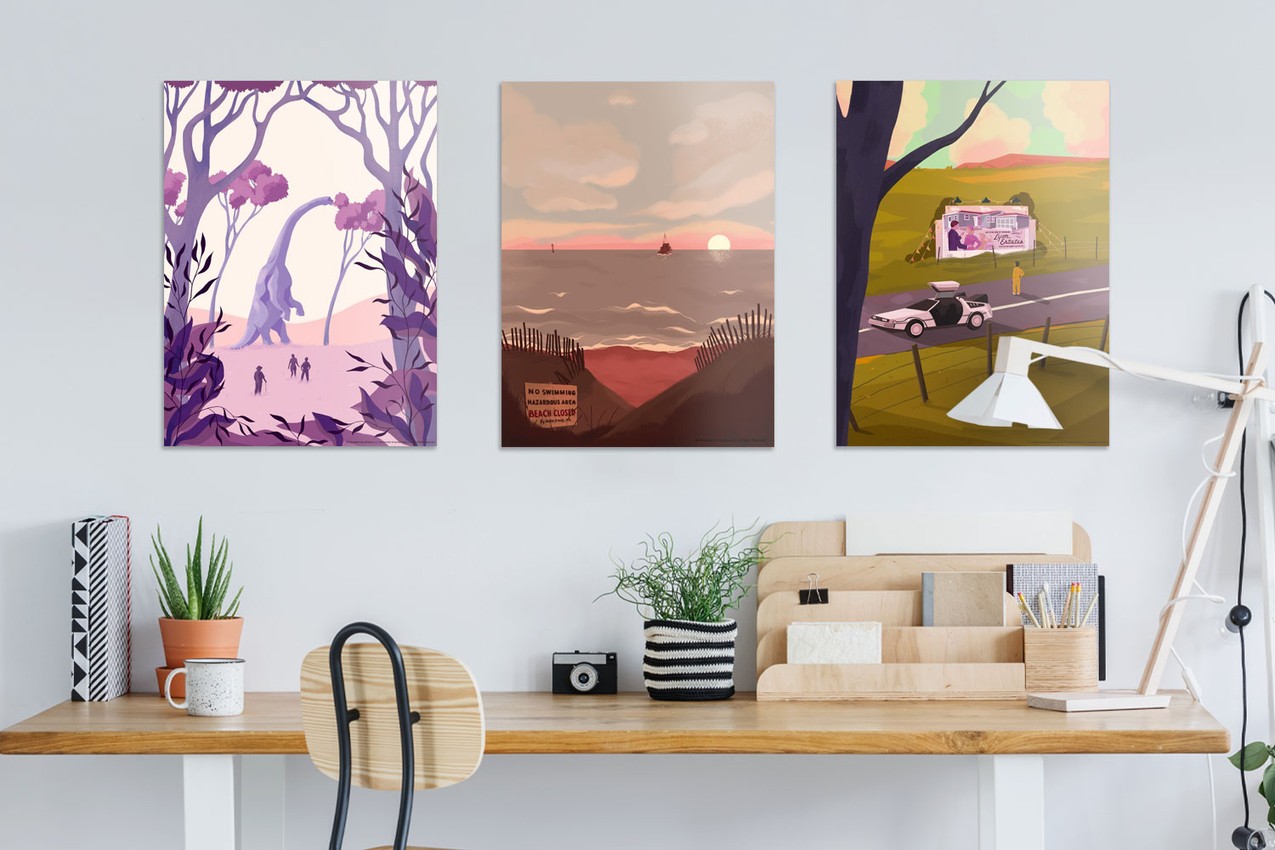 Universal BTTF, Jaws, Jurassic Park Set Art Print  View 1