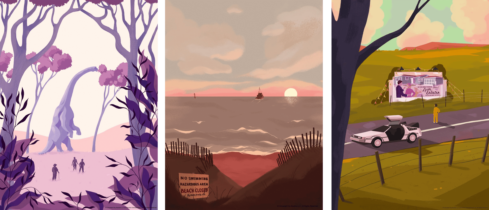 Universal BTTF, Jaws, Jurassic Park Set Art Print  View 2