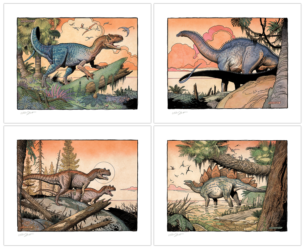William Stout Dinosaur Series: The Jurassic Era (Set of 4)