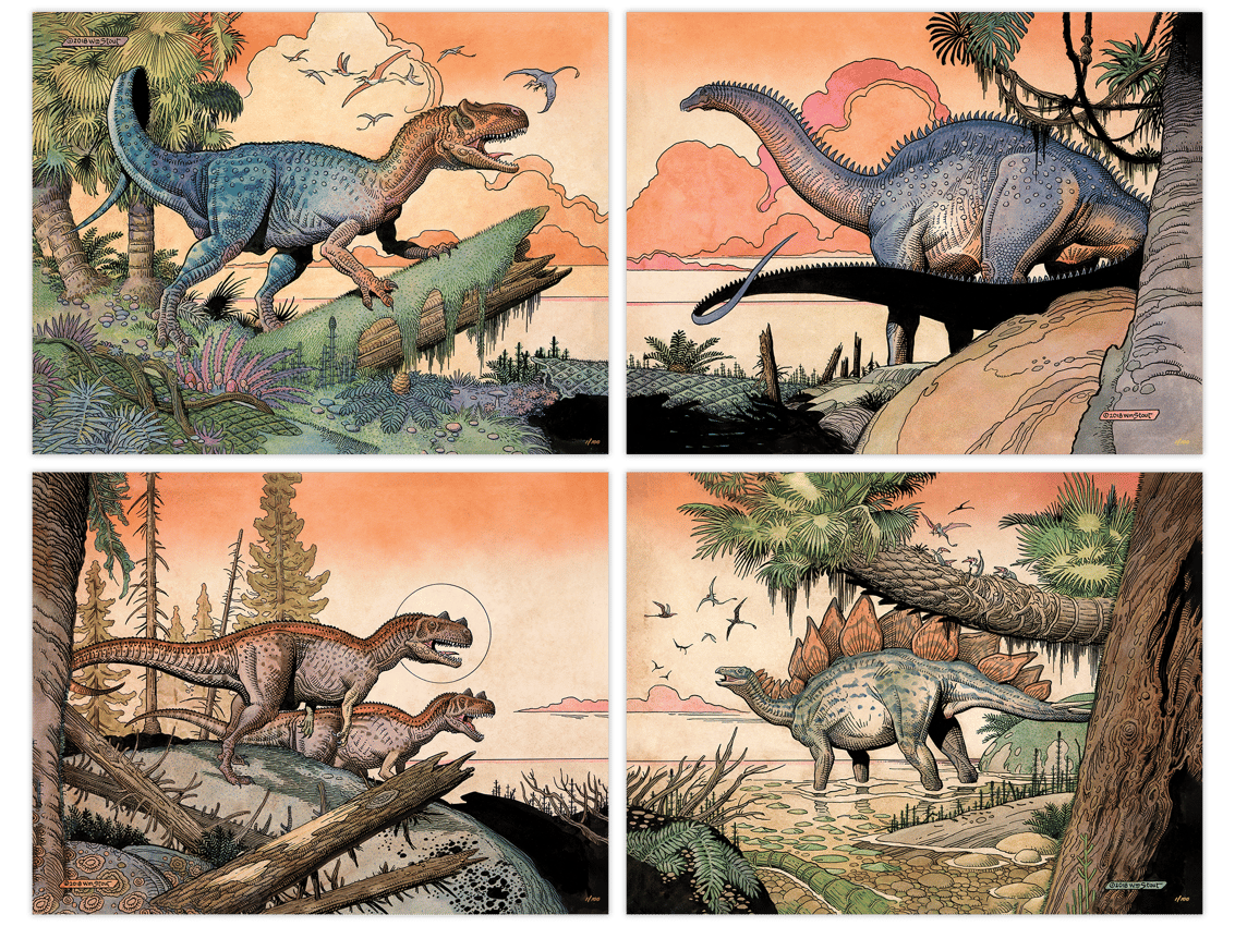William Stout Dinosaur Series: The Jurassic Era (Set of 4)