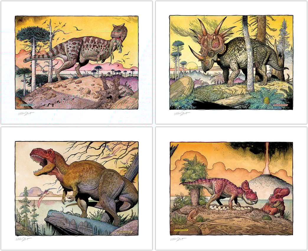 William Stout Dinosaur Series: The Cretaceous Era (Set of 4)