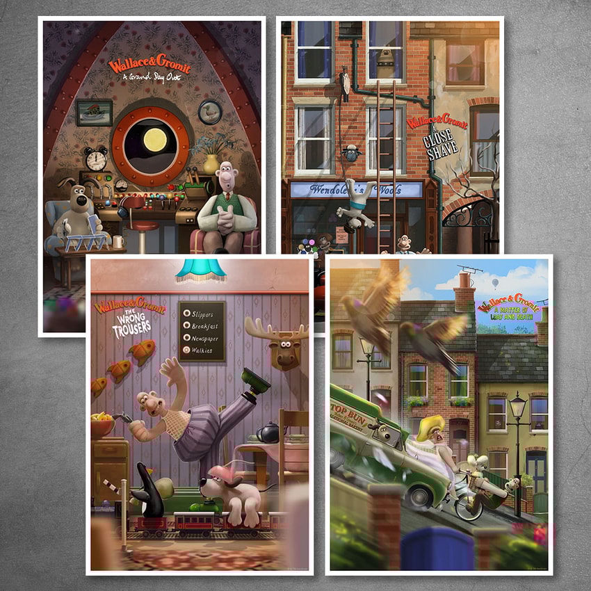 Wallace & Gromit Art Print Set