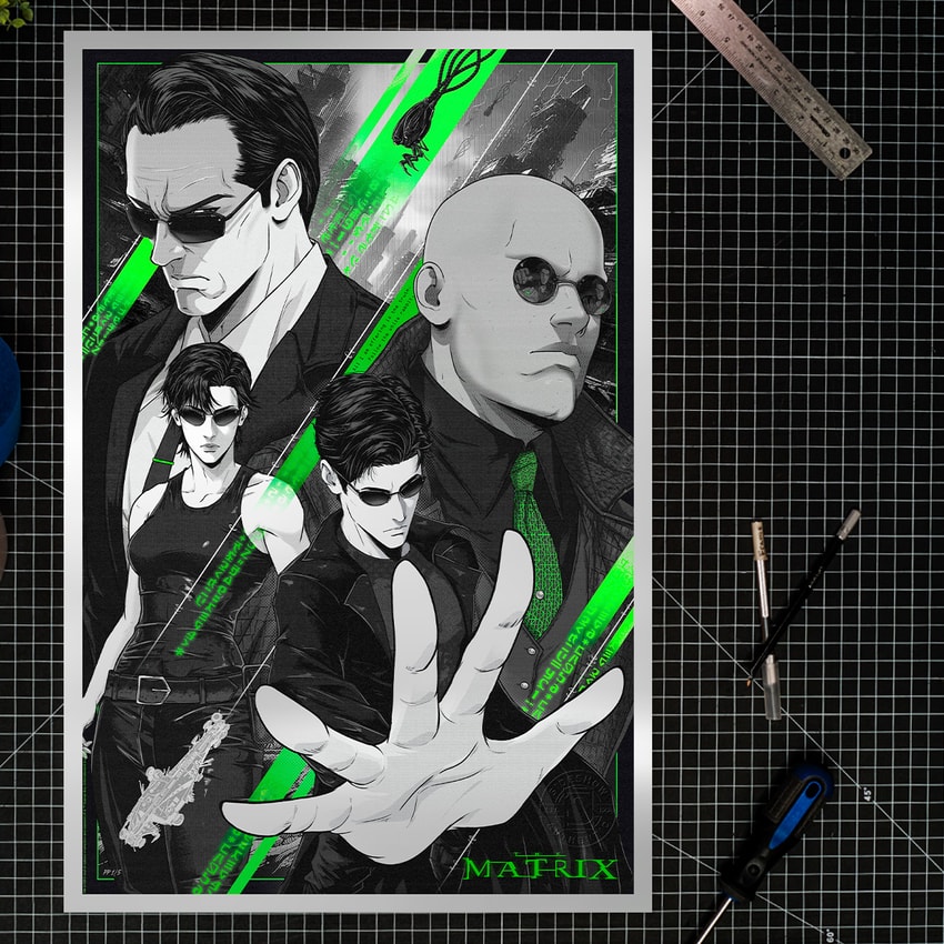 The Matrix The Matrix: Free Your Mind Silver Foil Variant Art Print  Exclusive Edition  View 1