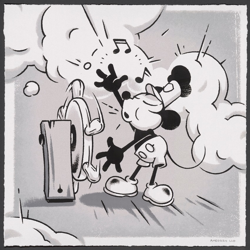 mickey mouse poster black and white