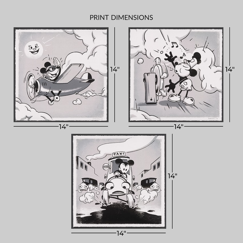 Vintage Mickey Travel (3 Print Set) by Cyclops Print Works