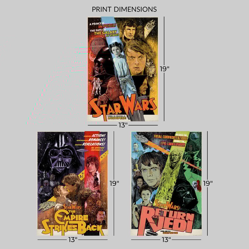 Star Wars: The Original Trilogy Set Art Print by ACME