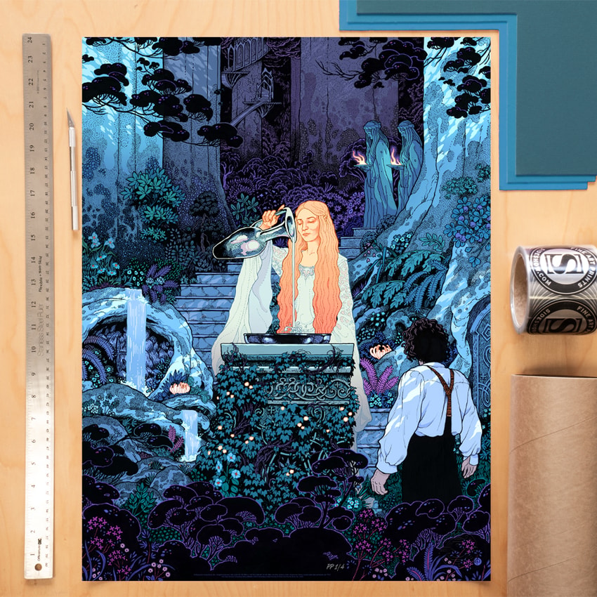The Lord of the Rings The Mirror of Galadriel Art Print  Exclusive Edition  View 1